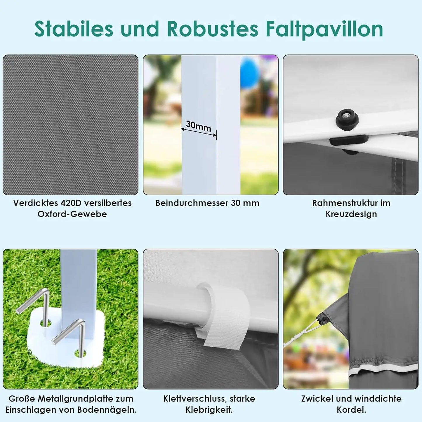 Partytent – Pop-Up Tuinfeesttent – Tuinoverkapping – Schaduwtent – Markttent – Waterdicht 420D Oxford – Verstelbare Hoogte - 3x6m - Grijs