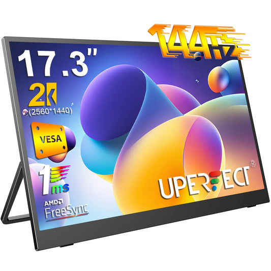 UPERFECT 17.3 Inch 2.5K 144Hz Gaming Portable Monitor 2560x1440P  Second Computer ScreenTravel Display For Laptop HDR With VESA