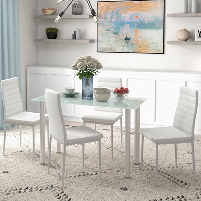Eethoek – Eettafelset – Eetkamerset – Tafel Met Stoelen – Glazen Tafelblad – 5-Delige Set – Gehard Veiligheidsglas