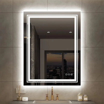 Verlichte Badkamerspiegel – LED Spiegel – Spiegel Met Licht – Anti Condens Spiegels – Touch Bediening – IP44 Waterdicht – Aluminium Frame