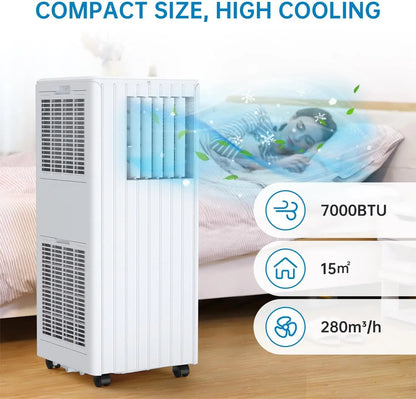 Draagbare Airco – Mobiele Airconditioner – Airco Met Wieltjes – 3-in-1 Airco – 7000 BTU Koeling – Ontvochtiging 42 Liter