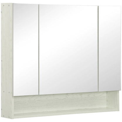 Badkamerkast – Spiegelkast – Wandkast – Opberger – Opbergrek – 3 Verstelbare Planken – MDF Melamine – Compact 90x15x75 cm