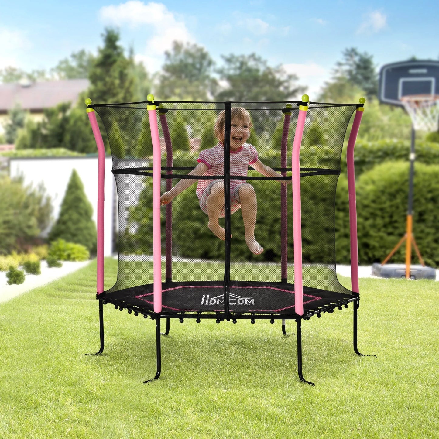 Kindertrek Trampoline Ø 110 cm - Safety Net - Springloos - Poeder - Coating - Steel - Outdoor - Indoor - 38 cm Hoogte