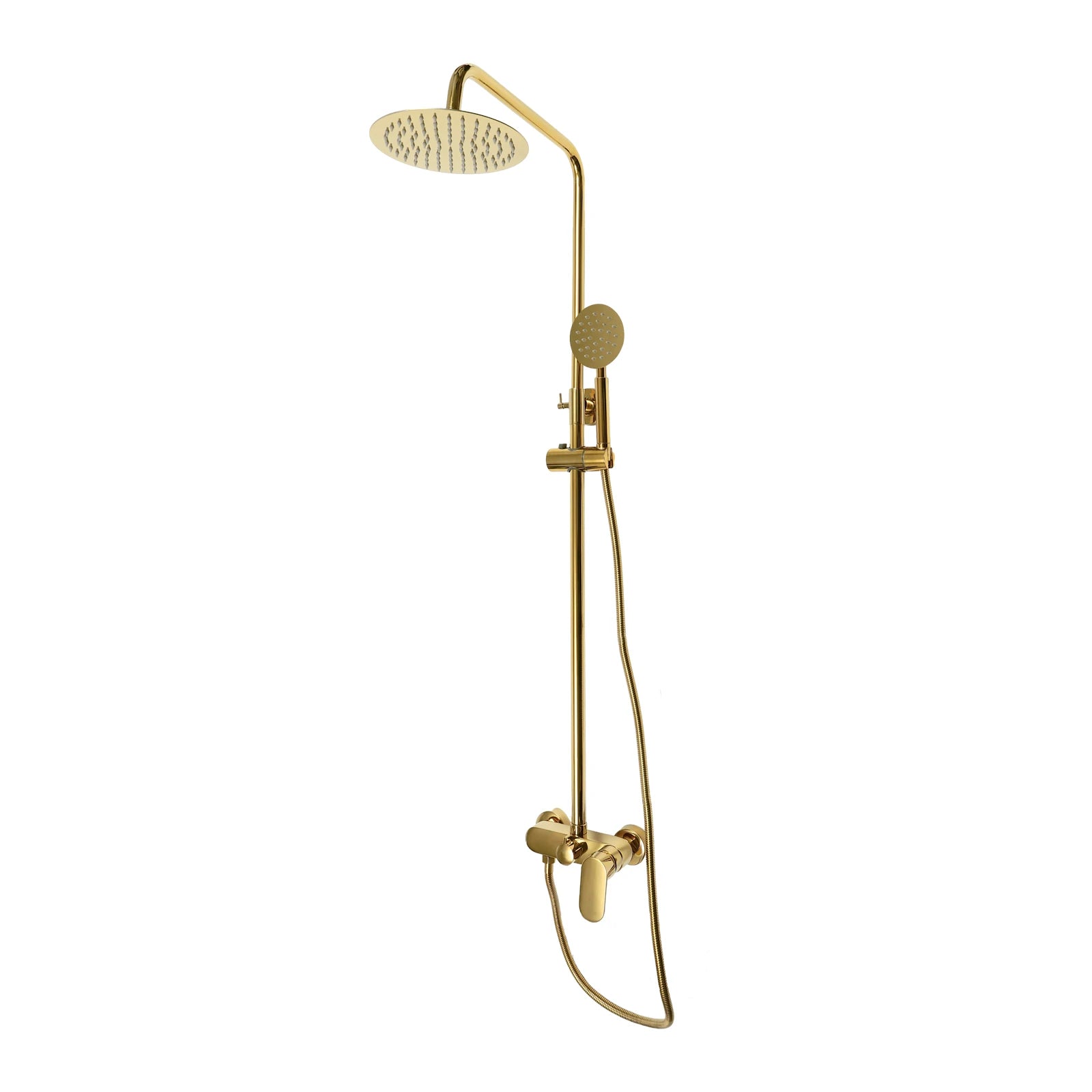 Douche - Regendouche - Douchewand - Douchekolom - Douchepanelen - Wandgemonteerde Regendoucheset - Verstelbare Hoogte - 3 Straalsoorten & Enkelhendel Mixer - Gouden - QUORE