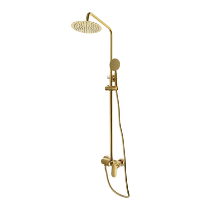 Douche - Regendouche - Douchewand - Douchekolom - Douchepanelen - Wandgemonteerde Regendoucheset - Verstelbare Hoogte - 3 Straalsoorten & Enkelhendel Mixer - Gouden - QUORE