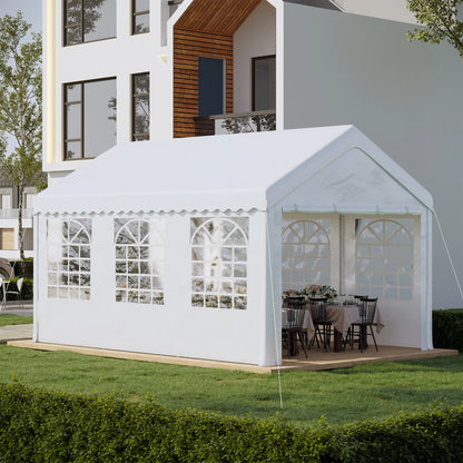 Jardin Tent Gazebo 6x4m - Pérgola con 6 Ventanas y 4 Paneles Laterales Extraíbles - Acero Galvanizado - Blanca