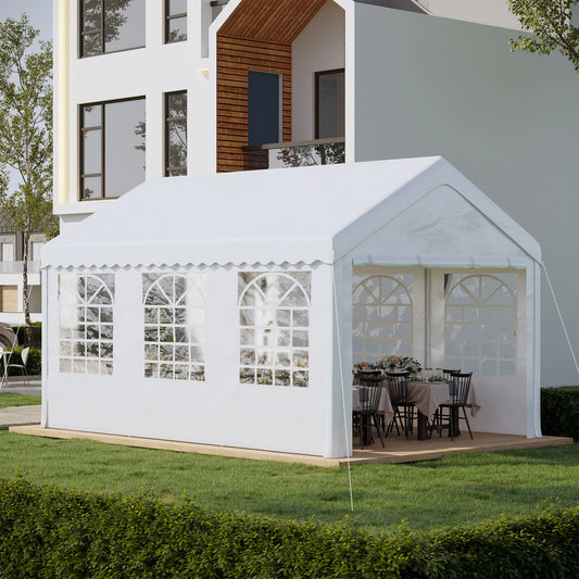 Jardin Tent Gazebo 6x4m - Pérgola con 6 Ventanas y 4 Paneles Laterales Extraíbles - Acero Galvanizado - Blanca