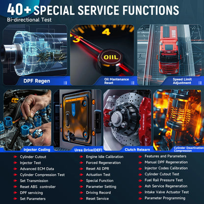 Professionele Diagnosticetool – Diesel Scanner – Truck Diagnostiek – Vrachtwagen Scanner – 7+ Onderhoudsdiensten – Wifi Connectiviteit – Android Touchscreen