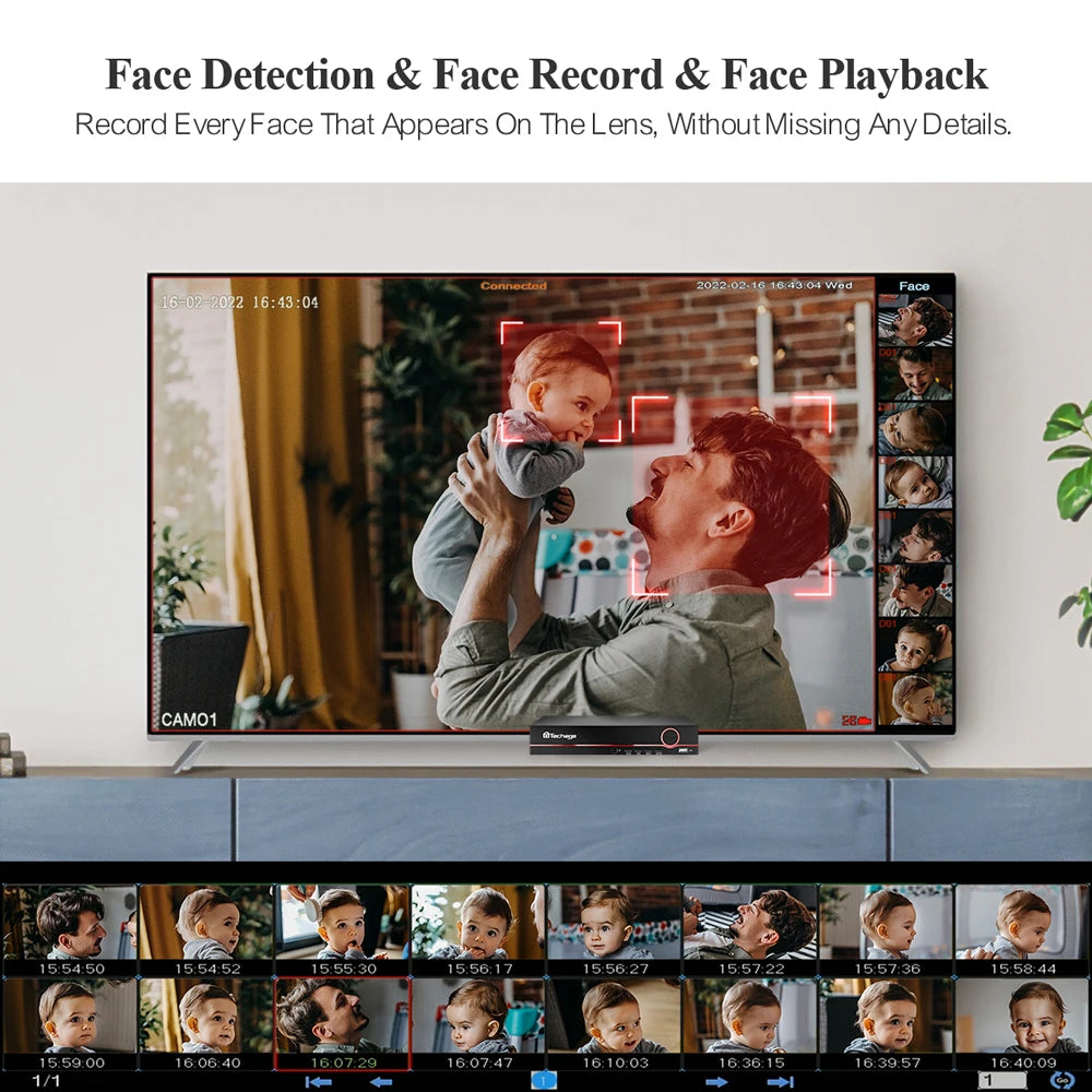 Techage H.265 8CH 5MP 4K POE Camera System Smart AI Full Color Night VIsion Face Detection CCTV Video Security Surveillance Kit - QUORE