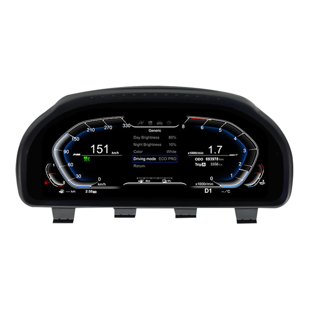 12,3'' Digitaal Dashboard – LCD Instrumentenpaneel – Virtuele Tachometer – Auto Display – BMW Dashboard Upgrade – Plug & Play Installatie – Anti-Glare Blauw Licht Scherm - QUORE