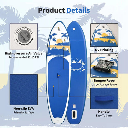 Supboard - Sup - Paddle Board - Sup Boards - 335x84x15cm - Ultra-Light - Opblaasbaar Paddle Board - Max 165 kg - Waterdicht - Voor Rivier - Zee - Inclusief Paddle - Rugzak - Zadel & Accessoires - Geel en Oranje
