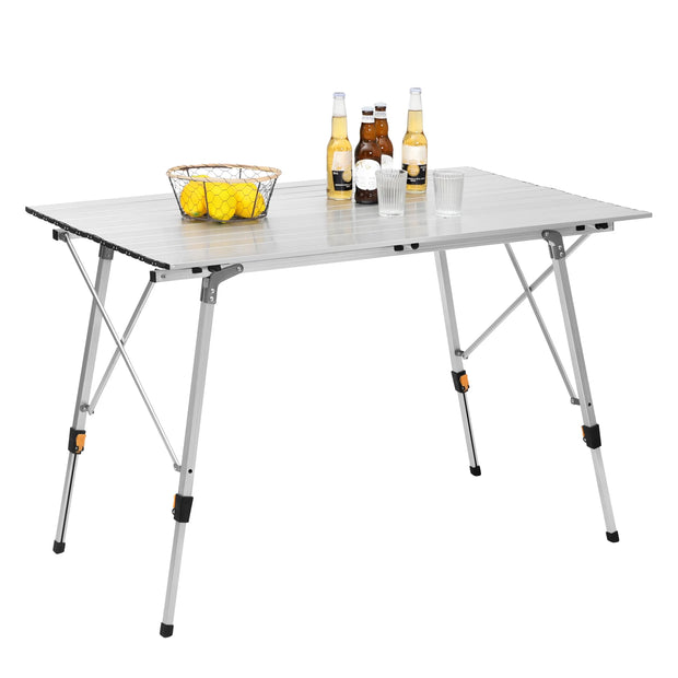 Opklapbare Tafel - Opvouwbare Tafel - Opklapbare Tafel Rechthoekig - Tafels - Kampeertafel - Kampeertafel Opvouwbaar - 120x68.5cm - 4-6 Personen - Aluminium - Verstelbare Hoogte - Zwart