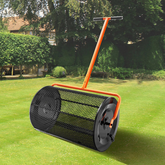 Compoststrooier - Handmatige - Veenmos-strooier met U-greep - Meststrooier - voor Gazon - Tuin - Strooier - Mestzaad - van Metaal - Zaadstrooier -  met Mesh-mand - Gazononderhoud - Bemesting