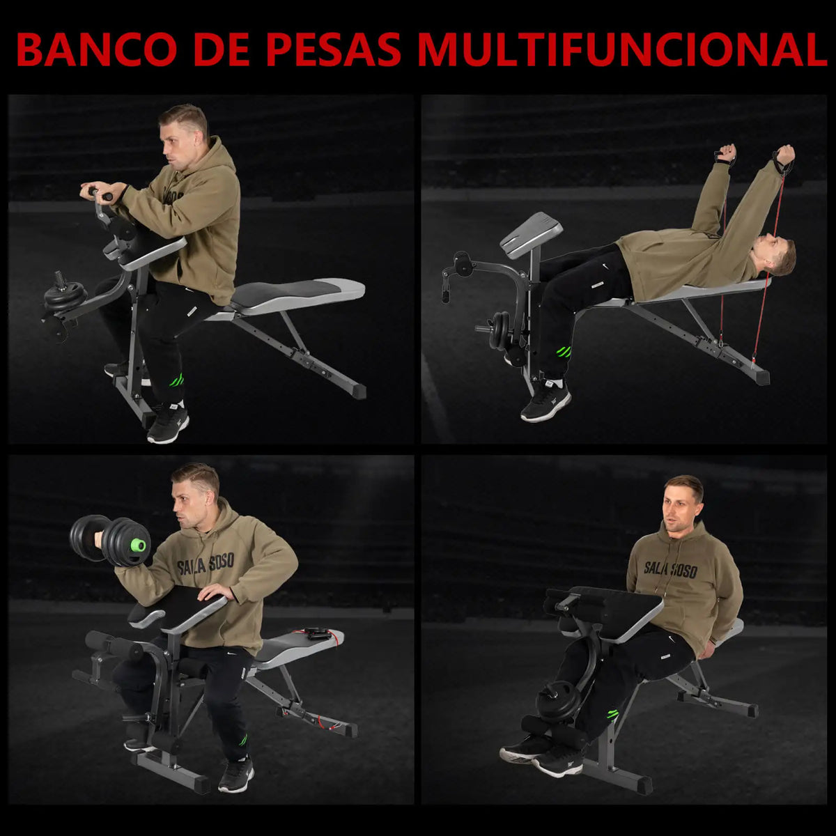 Weights Bench,Adjustable And Multifunctional , Abdominal Bench,w/ 8 Adjustable Positions & 2 Training Straps,Home Gym