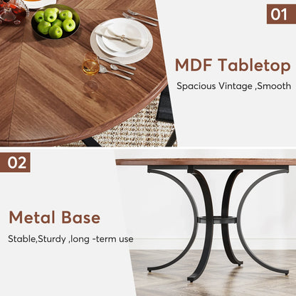 Ronde Eettafel – Eettafel – Ontbijttafel – Theetafel – Woonkamertafel – 120x120 Cm – Houtfineer Met Metalen Poten