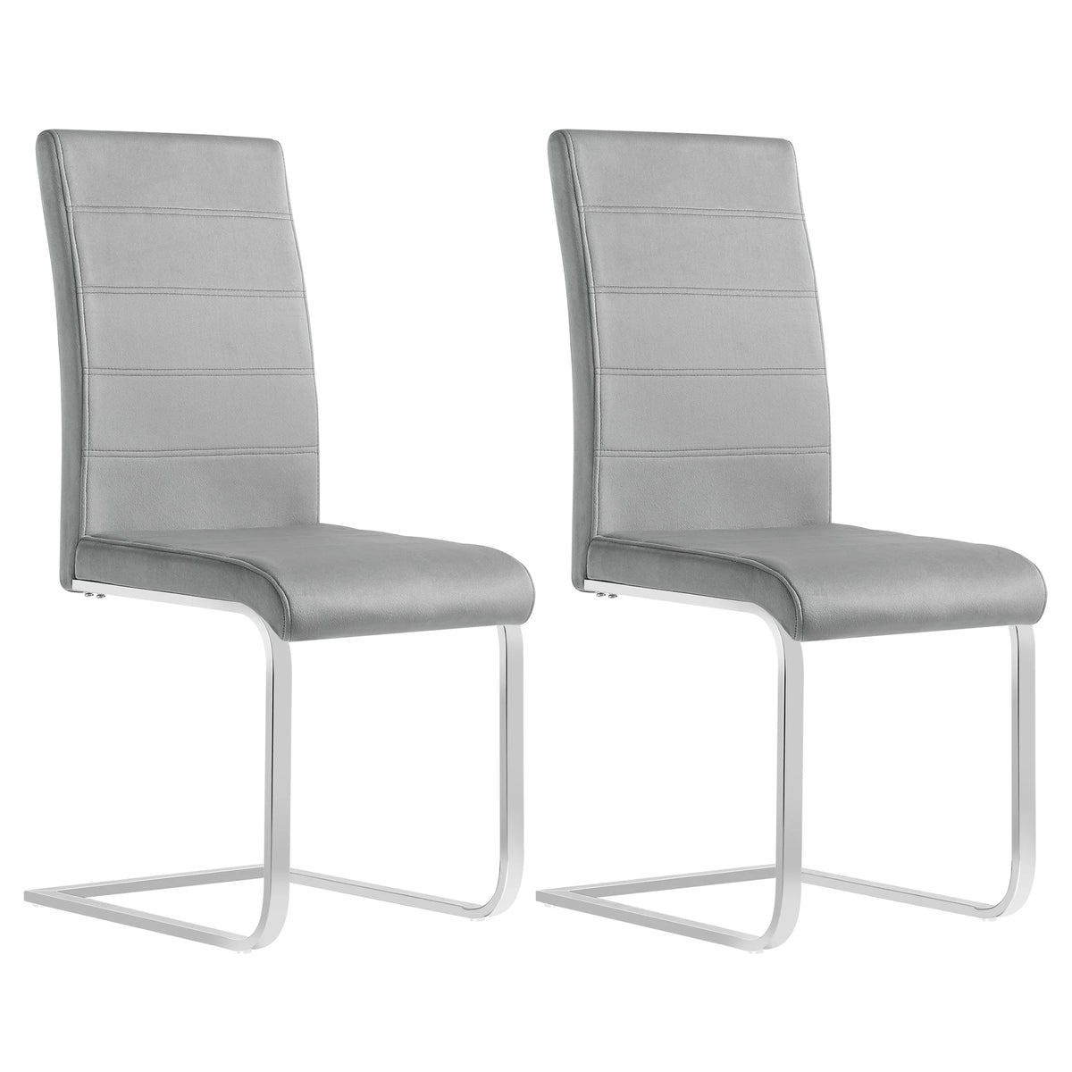 Eetkamerstoel - Eetkamerstoelen - Stoel - Ergonomische Stoel - 2 Stuks/Set - Gegalvaniseerd Metalen Frame - Hoge Rugleuning -  Donkergrijs Fluweel - QUORE