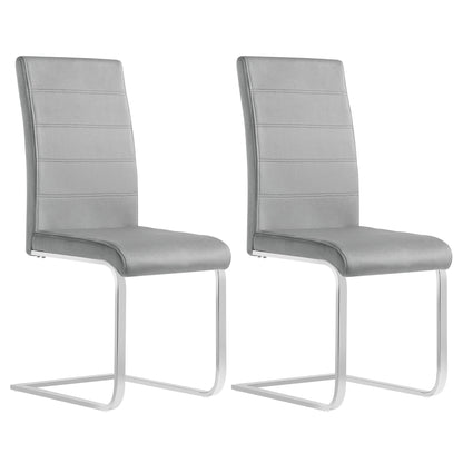 Eetkamerstoel - Eetkamerstoelen - Stoel - Ergonomische Stoel - 2 Stuks/Set - Gegalvaniseerd Metalen Frame - Hoge Rugleuning -  Donkergrijs Fluweel - QUORE