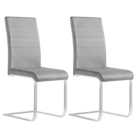 Eetkamerstoel - Eetkamerstoelen - Stoel - Ergonomische Stoel - 2 Stuks/Set - Gegalvaniseerd Metalen Frame - Hoge Rugleuning -  Donkergrijs Fluweel - QUORE
