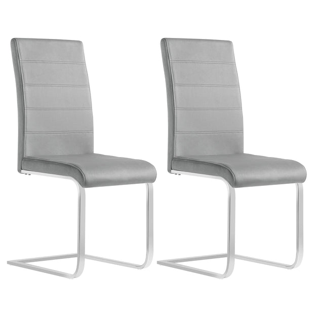 Dining Chair - Dining Chairs - Chair - Ergonomic Chair - 2 Pieces/Set - Galvanized Metal Frame - High Backrest - Dark Gray Velvet