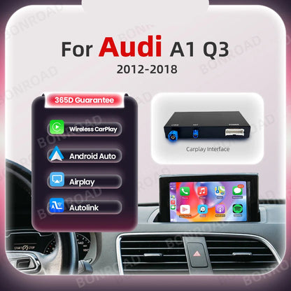 Draadloze CarPlay Interface – Android Auto Adapter – Smartphone Connectie – Mirror Link – AirPlay Ondersteuning – Voor Audi A1 Q3 2012-2018 – Bluetooth Handsfree – Eenvoudige Installatie