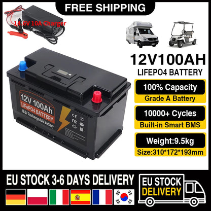 Lithium Accu – LiFePO4 Accu – Energieopslag Accu – Thuisaccu – Backup Accu – 100Ah Capaciteit – Ingebouwd BMS Veiligheidssysteem