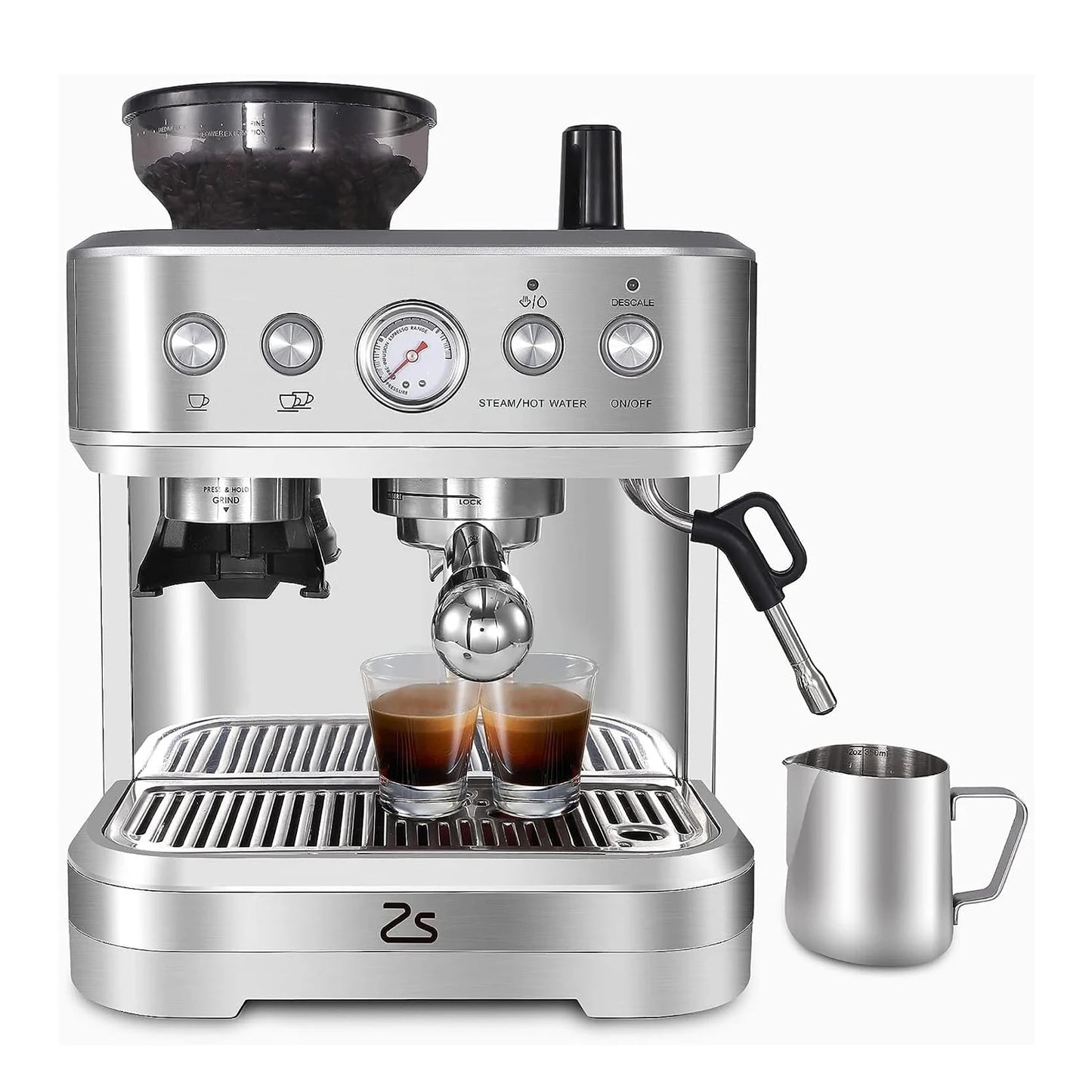 Espressomachine – Koffiemachine – Espressoapparaat – Barista Machine – 15 Maalstanden – 15 Bar Pomp – Stoompijp Voor Melkopschuiming - QUORE