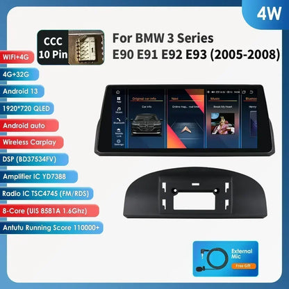 2din Android Car Radio Multimedia Video Player for BMW 5Series E60 E61 E63 E64 3Series E90 E91 E92 E93 Stereo GPS Carplay 4G RDS