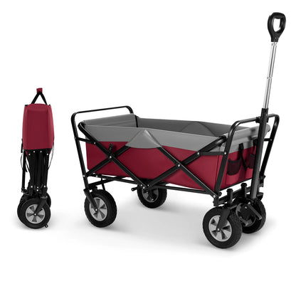 Tuinwagen - Tuinkar - Bolder - Transport - Strand - Boodschappen - Heavy-duty - Plat- en - Hekwerkontwerp - Voor Tuin - Erf - en Magazijn - Ergonomische Handgreep - 100L - 360° Draaibare Wielen - Draagvermogen 80kg - Fuchsia en Grijs
