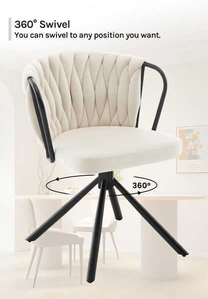 Draaibare Eetkamerstoelen – Eetstoel – Bureaustoel – Leesstoel – Zitstoel – 360° Draaibaar – Velvet Bekleding – Metalen Poot