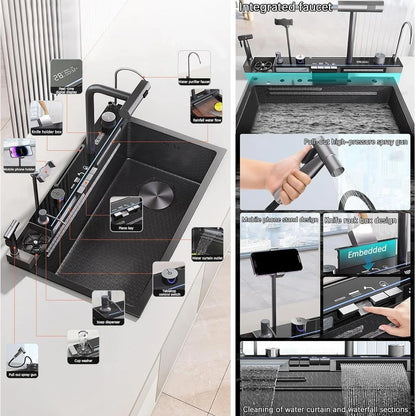 RVS Keukenspoelbak – Enkele Bak – Spoelbak Groot – Enkele Spoelbak – Keukenspoelbak Groot – 85x45 cm – Hoogwaardig 304 RVS – Digitaal Display - QUORE
