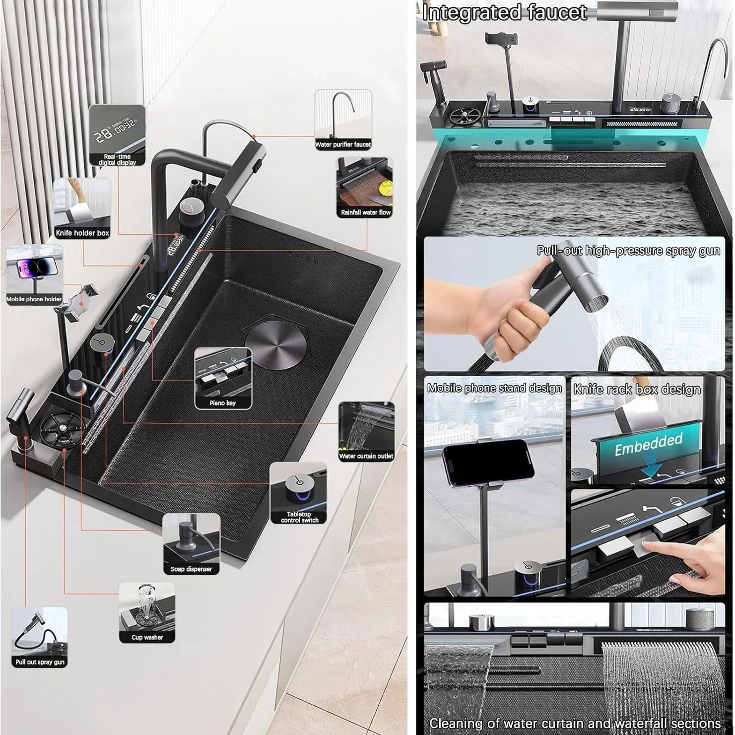 Roestvrijstalen Wasbak Keuken – Enkele Bak – Keukenspoelbak – Vaatwasserbak – Afwasbak – 80x45 cm – Duurzaam 304 Roestvrij Staal – Rechthoekig Design - QUORE