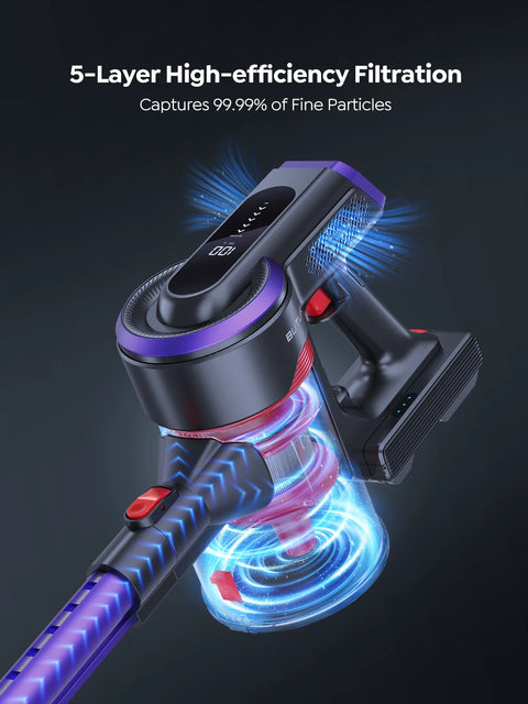 Buture - JR400 - Handheld Vacuum Cleaner with Stick - Cordless Stick Vacuum Cleaner - Bagless Vacuum Cleaner - Detachable Handheld Vacuum Cleaner - Cordless Vacuum Cleaner - Purple