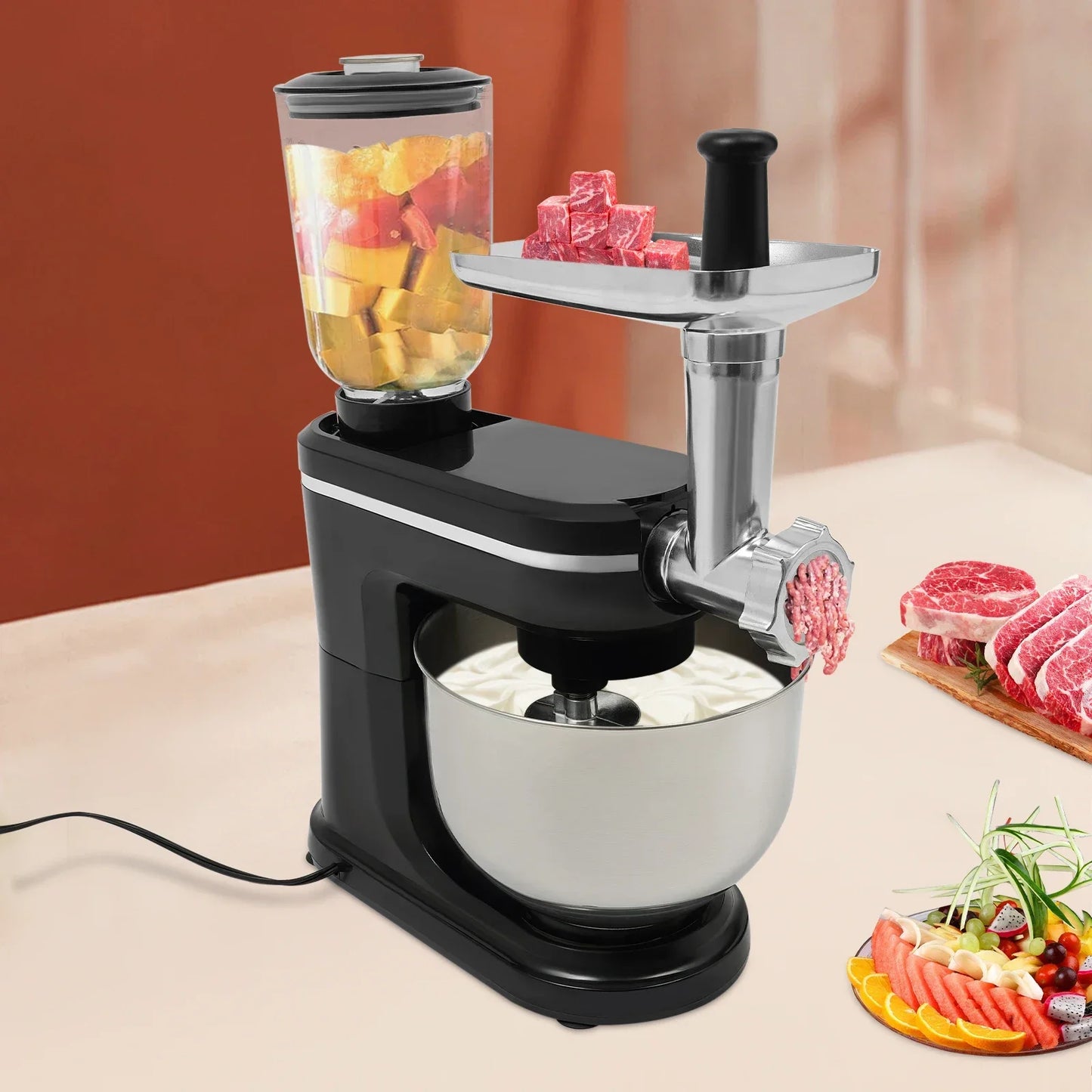 Keukenmixer – Keukenmachine – Mengmachine – Mixer – Deegmixer – Zwart – 700W Motor – 6 Liter Mengkom