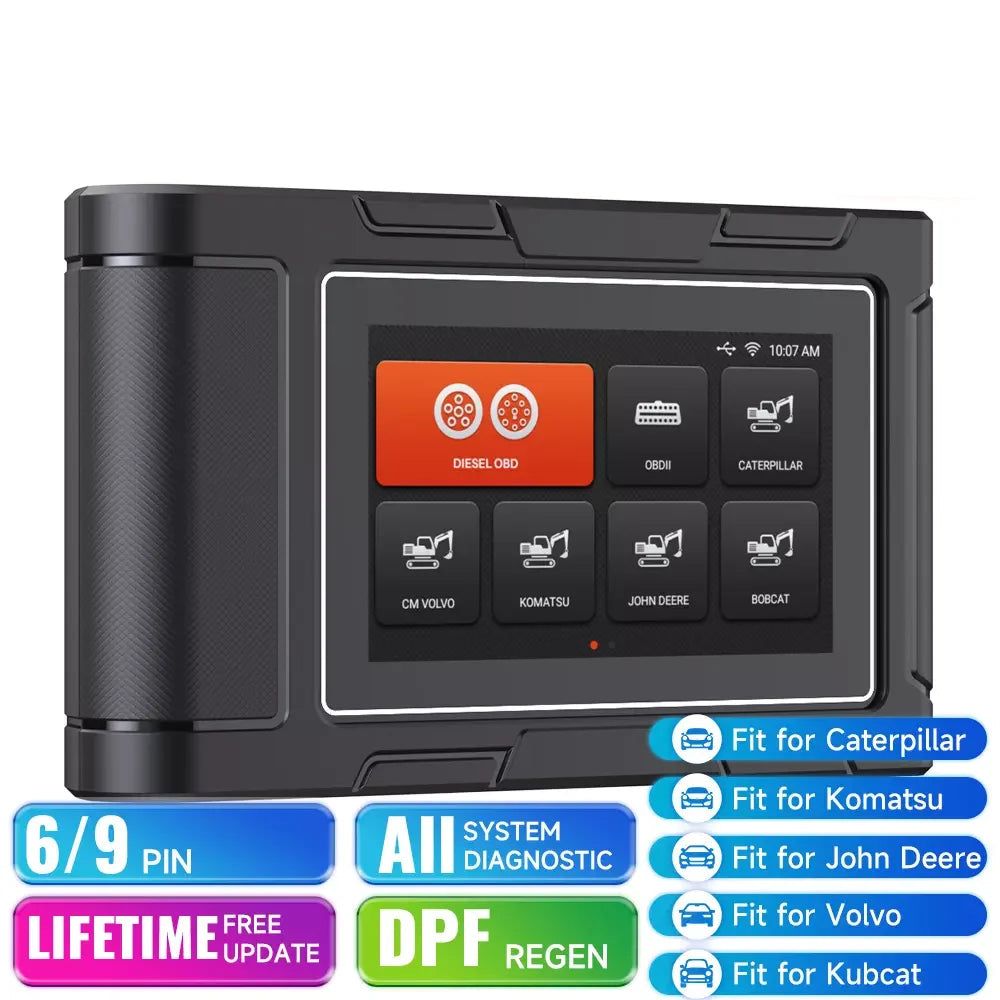 Diagnoseapparaat Voor Bouwmachines – Diagnose Tool – OBD Scanner – DPF Regeneratie – 8-Inch Android Scherm – 12V En 24V Compatibel