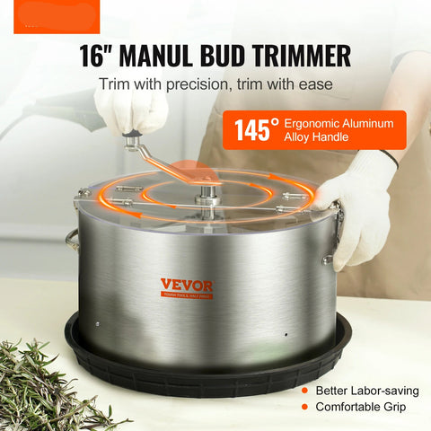 Vevor - Bladko Trimmer - with Stainless Steel Blades - for Twisted Spin Cut Clear Dome - Trimmer Head - Manual Bud Trimmer - 16in pan - Silver