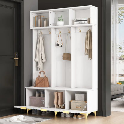 Multifunctionele Kledingkastset - Laden - Kledinghaken - Modern design met Mydraulische - Scharnieren en Praktische - Opbergruimte - 192 cm - Wit
