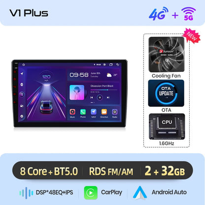Junsun Wireless CarPlay Android Auto Car Radio For Audi A3 8P 2003 2004 2005 2006 - 2013 GPS Multimedia 2 din Systems Stereo - QUORE