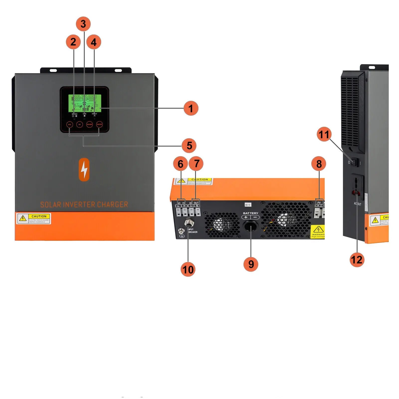 Hybride Zonn Omvormer – Zonne-Omvormer – MPPT Laadregelaar – Off-Grid Omvormer – 1000W Vermogen – 40A MPPT – Pure Sinusgolf Output - QUORE