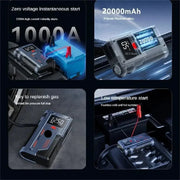 Jumpstarter - Jumpstarter voor Auto - 4 In 1 - 20000mAh - 1000A - Auto Start Apparaat - Jumpstarter met Powerbank & 150PSI Bandenvuller - Multifunctionele Jump Starter - Zwart