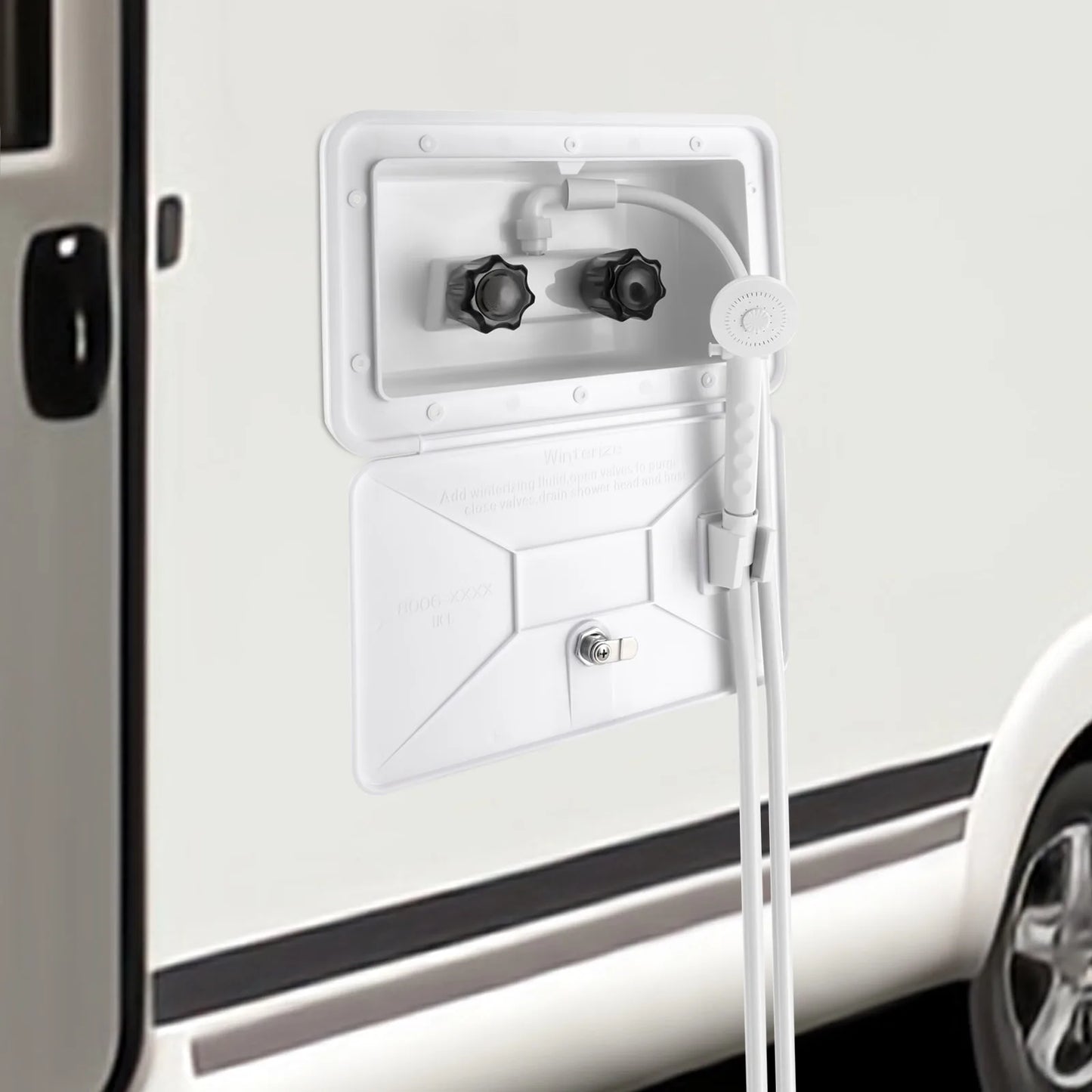 Campingdouche – Buitendouche met 1,5 m Slang – Ergonomisch Ontwerp & Eenvoudige Installatie – Geschikt voor Caravan - Boot of Tuin – Met Temperatuurregeling