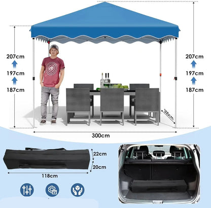 Tuinpaviljoen - Partytent - Partytenten - Paviljoen - Easy up Partytent - 3x3m - Waterdicht - Pop-up Tent - Opvouwbare - Inclusief 4 Gewichtszandzakken en Draagtas - Zwart