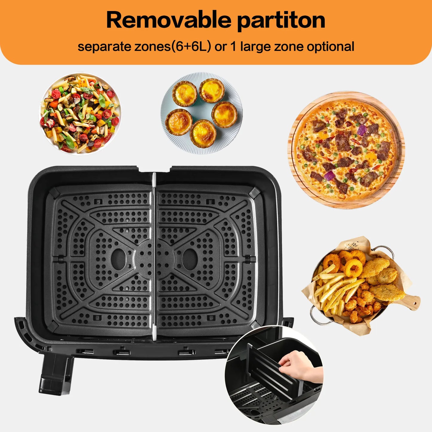 Heteluchtfriteuse – Airfryer - Airfryer Oven XXL - 12L - Dubbele Kookkamer Instelbaar - 2000W - 240V - 8 Voorgeprogrammeerde Programma's - LED Touchscreen - Kijkvenster - Zwart - QUORE