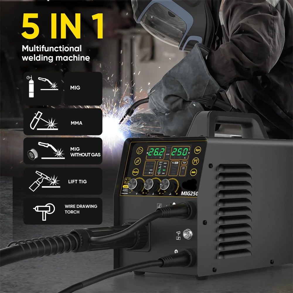 MIG-Lasser – Gasloos MIG – MMA Lasser – TIG Lasser – Automatische Draadvoer – Instelbereik 10-200A – Compact En Draagbaar - QUORE