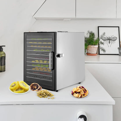 Voedseldroger – Voedsel Dehydrator – Fruitdroger – Snackdroger – Groentedroger – 12 Roestvrijstalen Trays – 800W Met Digitale Temperatuurregeling