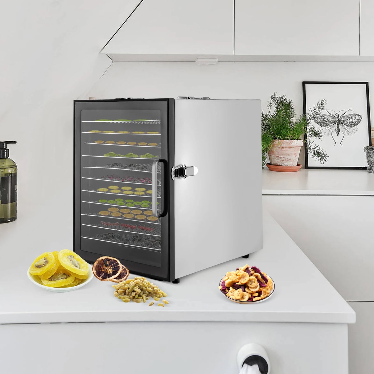 Voedseldroger – Voedseldehydrator – Fruitdroger – Snackdroger – Droogoven – 10 RVS Trays – 800W Vermogen & Digitale Temperatuurregeling