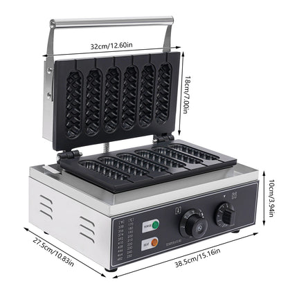 1500W Commercial 6pcs Waffle Maker Hot Dog Machine DIY food Making Machine - QUORE