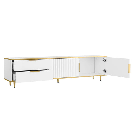 Tv-Kast – Tv-Meubel – Tv-Dressoir – Woonkamerkast – Marmeren Oppervlak – Ruime Lades