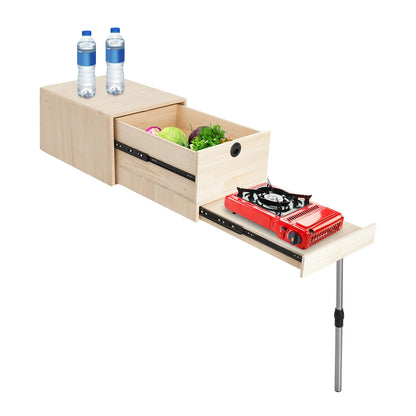 Campingtafel – Kampeertafel – Picknicktafel – Buitentafel – Opberglade – Verstelbare Poot – Houten Blad