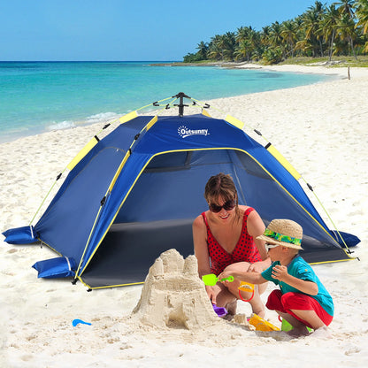 Pop-up Strandtent – 220x173x120 cm – Donkerblauw – Voor 2 Personen – Met Automatisch Vouwsysteem