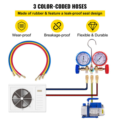 Vacuümpomp - Koelmiddel vacuümpomp - Koelgereedschap - HVAC-koeling - Droogpomp 4CFM 1/3HP - met meter - Blauw